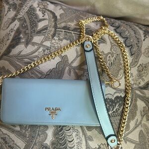 Prada Cammeo Saffiano Wallet w/ chain
